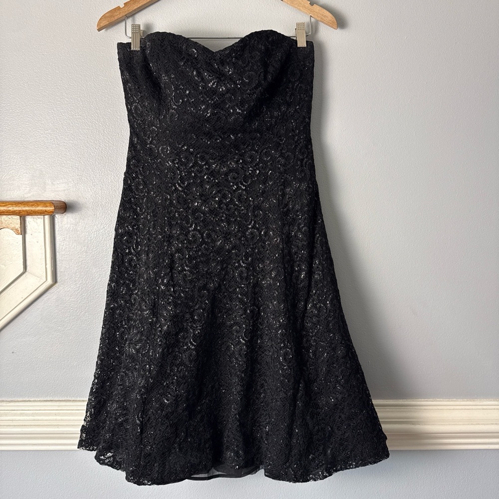 Ralph Lauren Strapless Black Lace Cocktail Dress